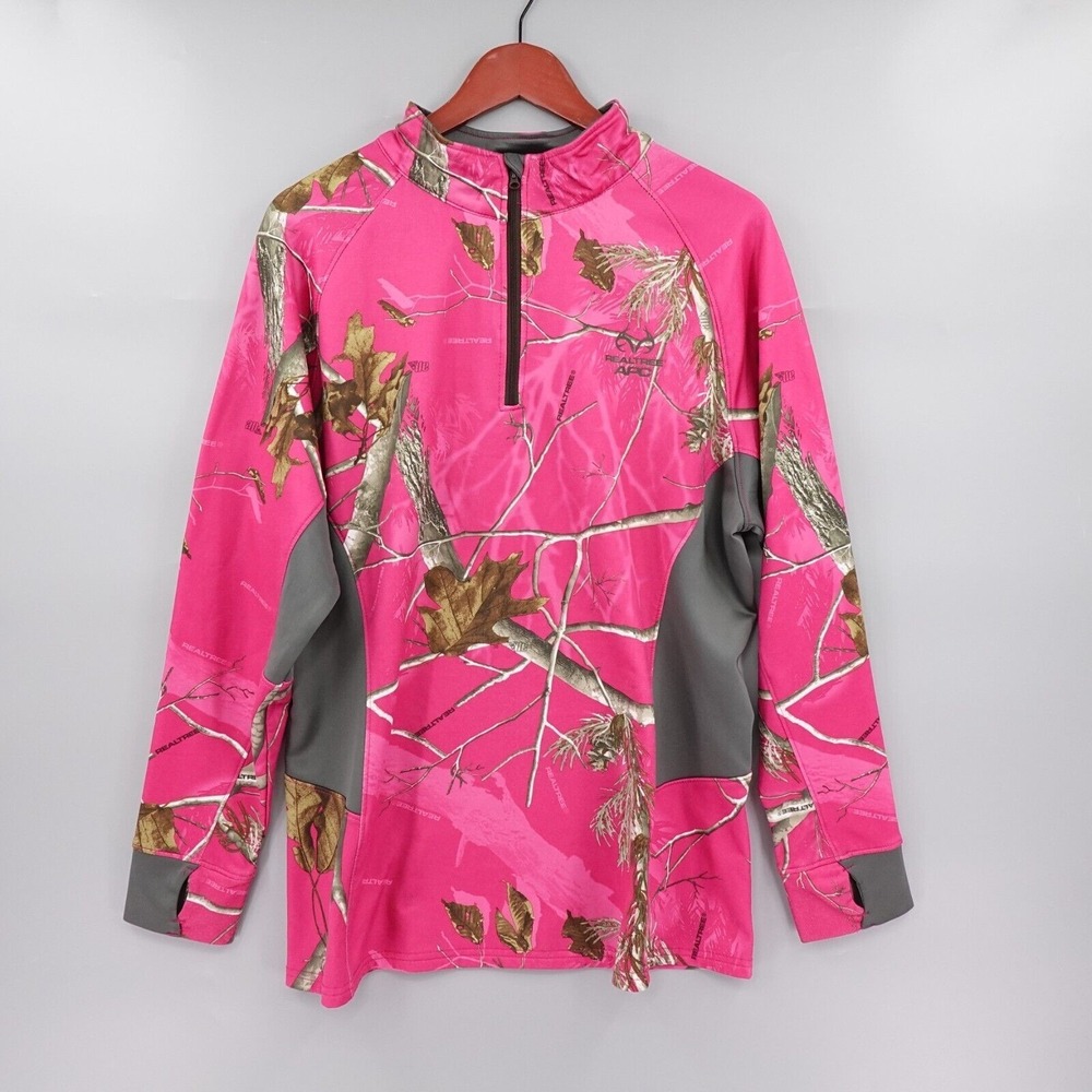 REALTREE APC Fleece Sweatshirt Womens 2X Pink Camo Thermal Pullover Gorpcore